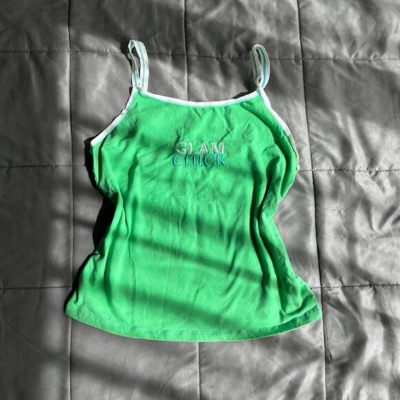 Vintage y2k glam chick kelly green cami‎ tank top No boundaries Size XL - Picture 1 of 5